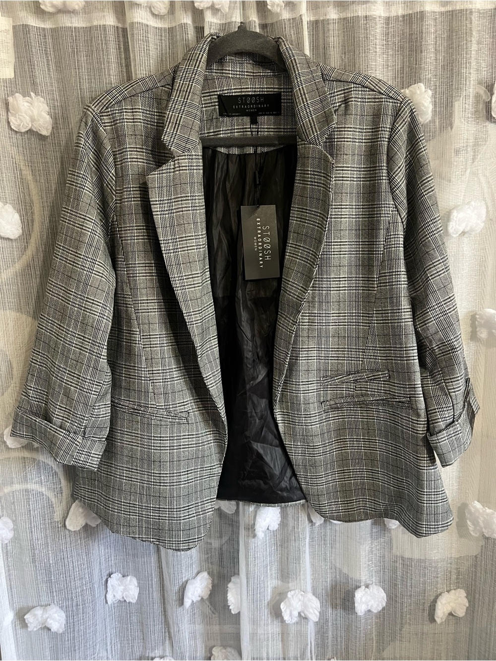 STOOSH Gray Plaid Blazer Jacket